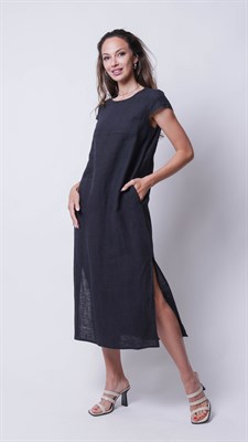 5169-100 льняное платье черное - фото 21110