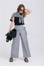 Брюки со съемной бретелью BR016 LINEN MEL серый BR016 LINEN MEL