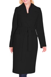 VZU910299 Пальто женское с поясом (черное)